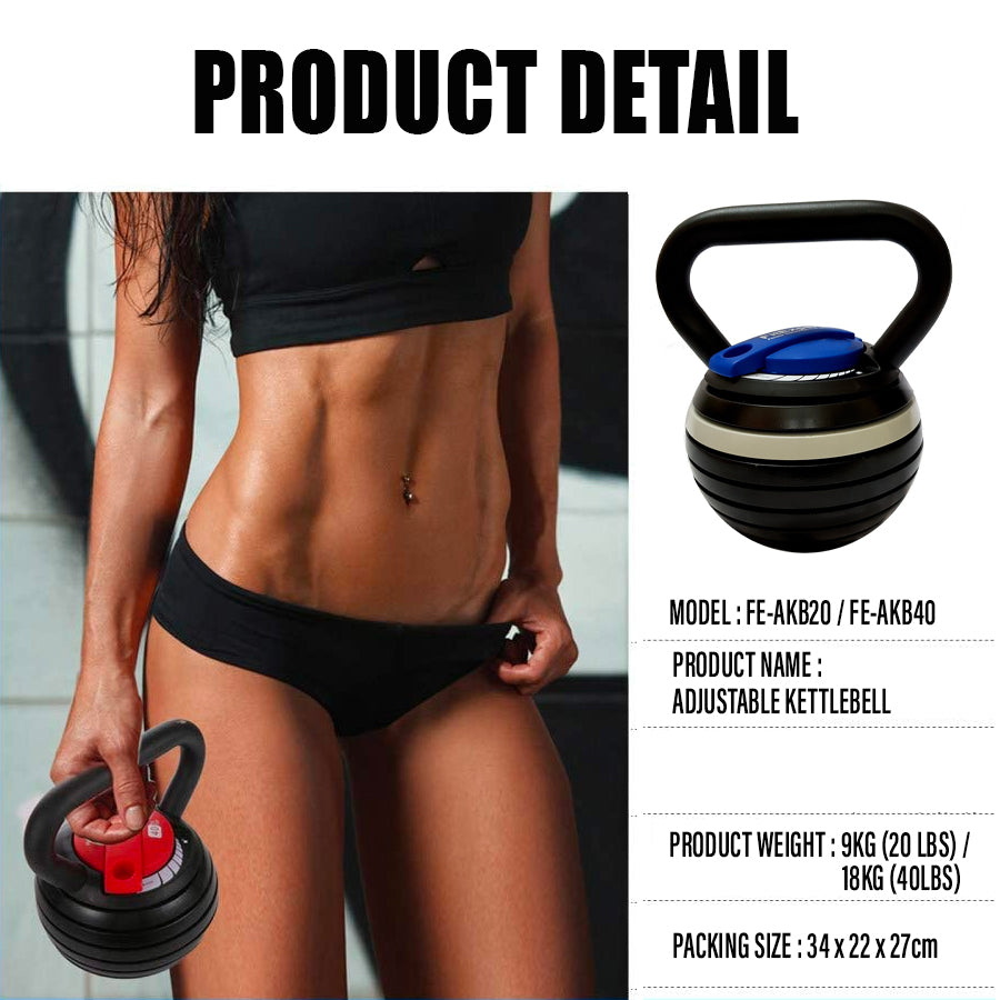 FitExperte Adjustable Kettlebell Dumbbell Kettler FE-AKB40