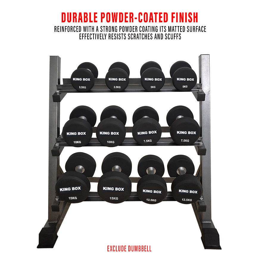 Heavy Duty 3 Tier Horizontal Dumbbell Rack Multi Tiers Storage Hexagon Dumbbell Weight Lifting Workout YL-DR3T07