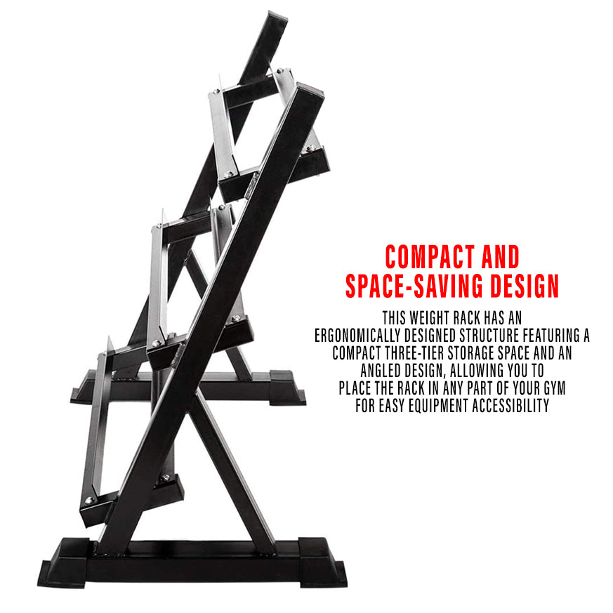 Heavy Duty 3 Tier Horizontal Dumbbell Rack Multi Tiers Storage Hexagon Dumbbell Weight Lifting Workout YL-DR3T07