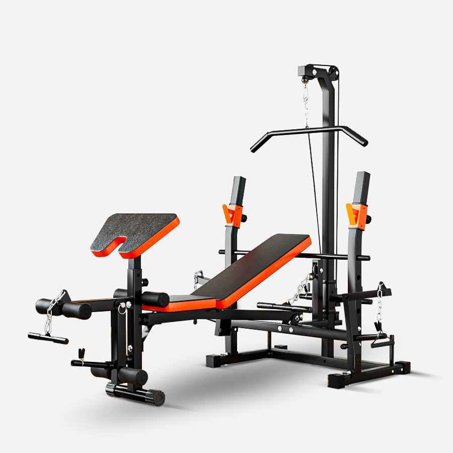 WIDE MODEL Foldable Weightlifting Bench With Pull Lat Press