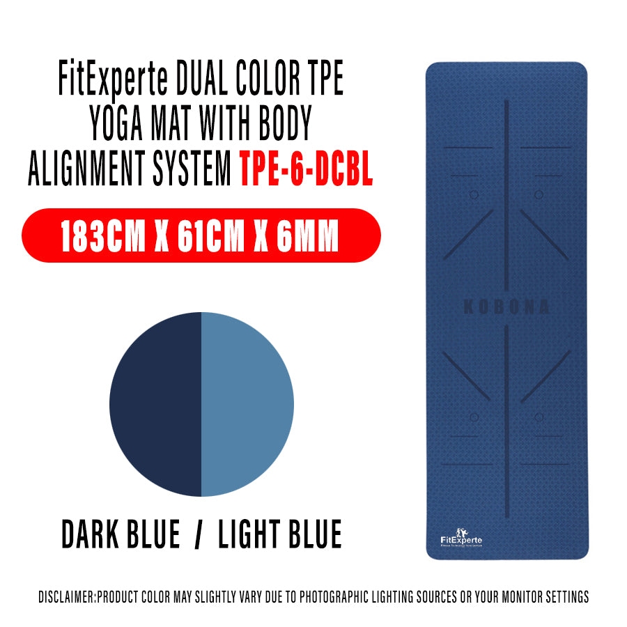 FitExperte Yoga Mat Dual Color with Bodyline TPE-6-DCBL