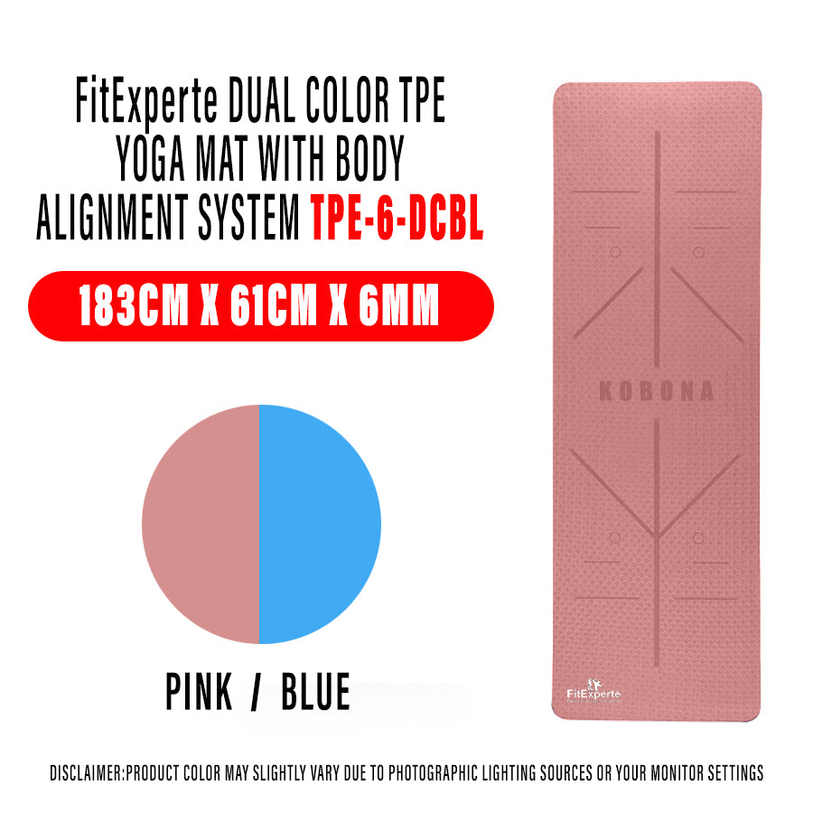 FitExperte Yoga Mat Dual Color with Bodyline TPE-6-DCBL