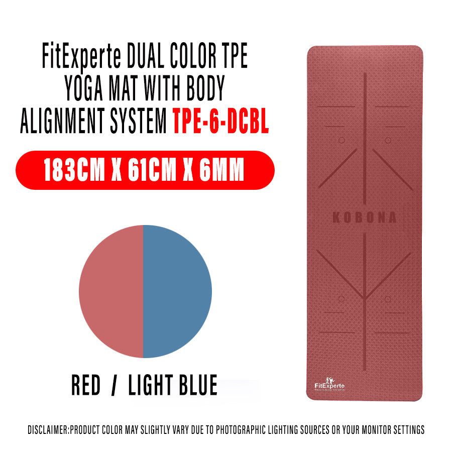 FitExperte Yoga Mat Dual Color with Bodyline TPE-6-DCBL