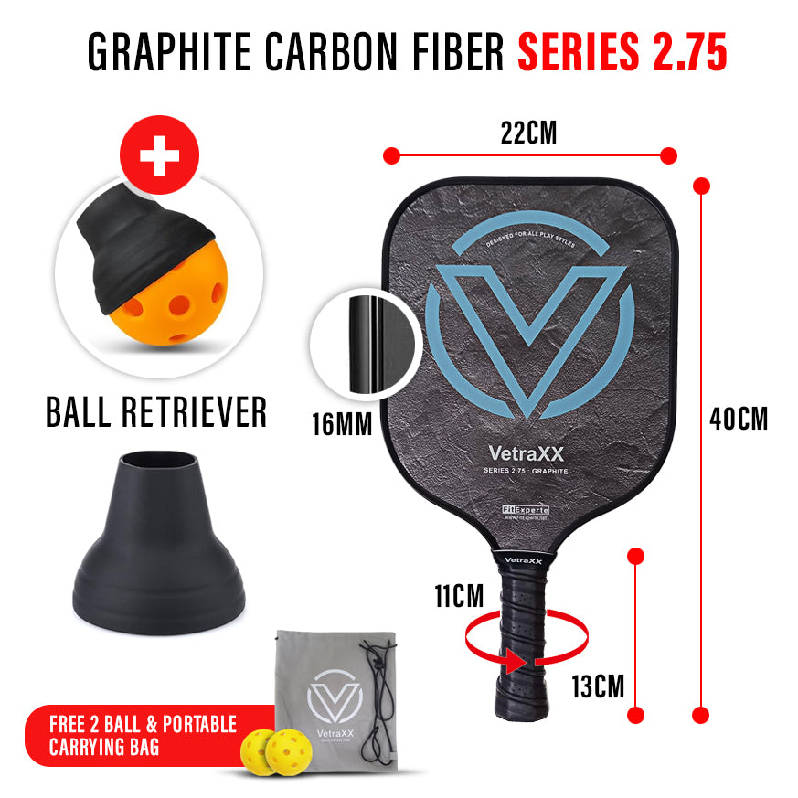 VetraXX Pickleball Paddle Series 2.75 Graphite (Designed for All Play Styles)