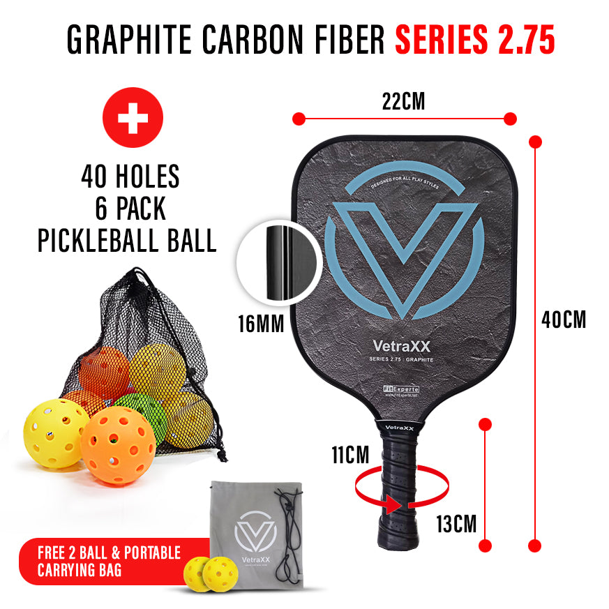 VetraXX Pickleball Paddle Series 2.75 Graphite (Designed for All Play Styles)