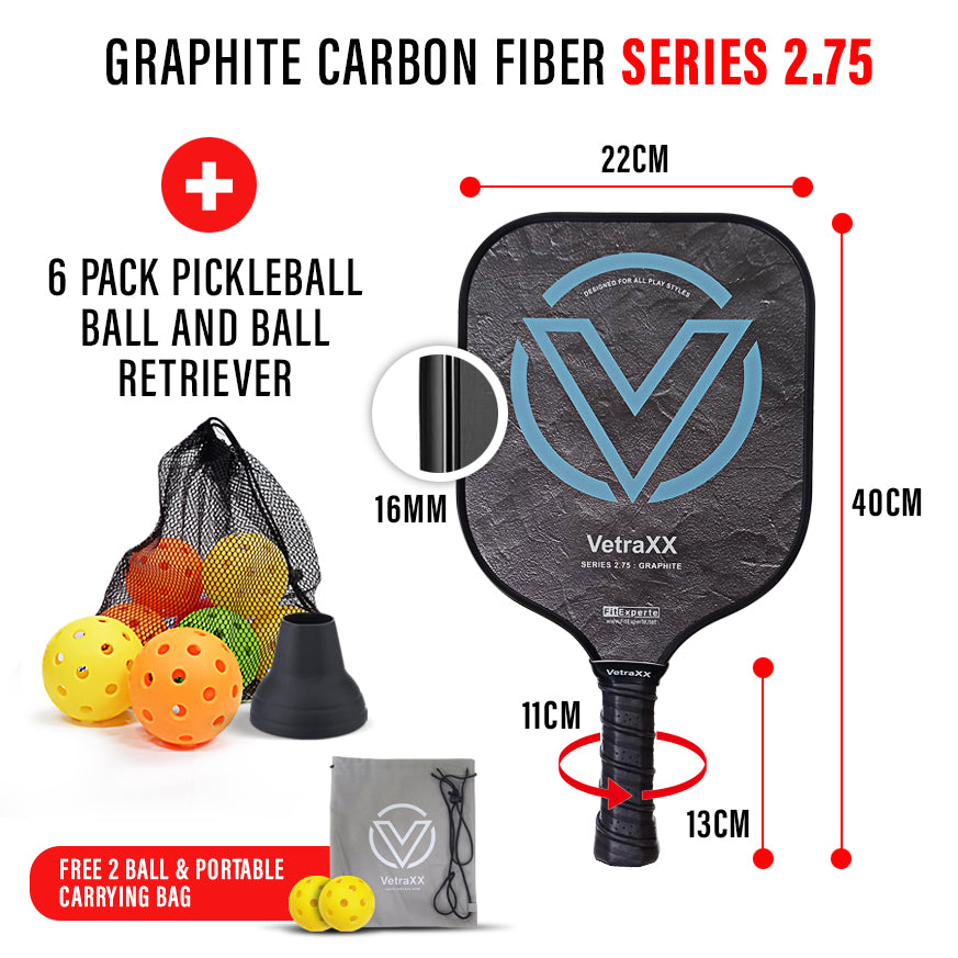 VetraXX Pickleball Paddle Series 2.75 Graphite (Designed for All Play Styles)