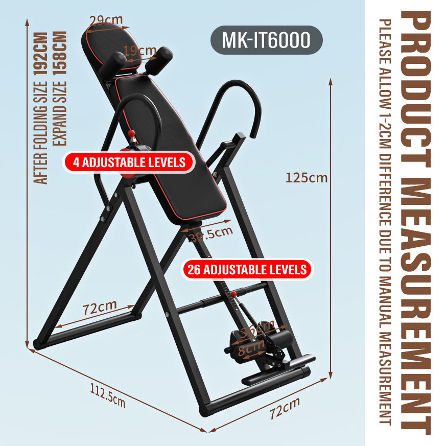 Foldable Inversion Table Control Angle IT6000