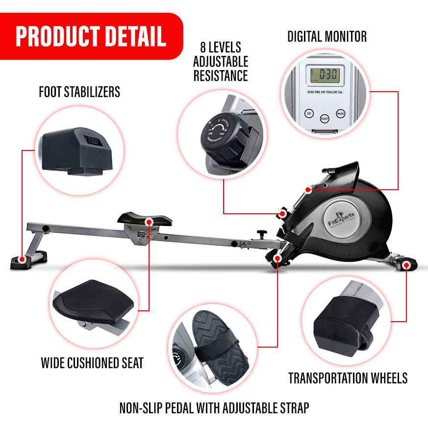 FitExperte Foldable Rowing Machine FE-RW4700